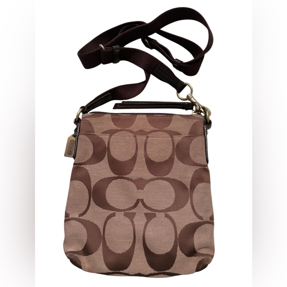 Coach brown and khaki signature swingpack crossbody - Like New - Picture 2 of 10